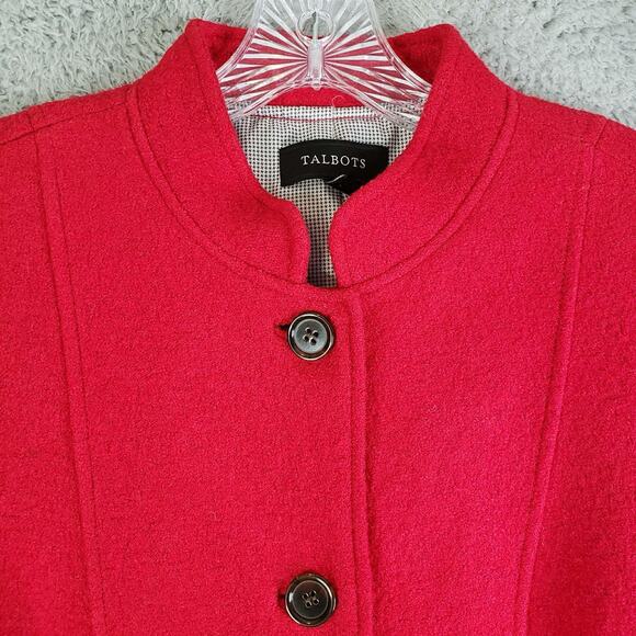 Talbots Blazer Women’s Size 10 Coat Button Red Long Sleeve Pockets Boiled Wool - Picture 3 of 10